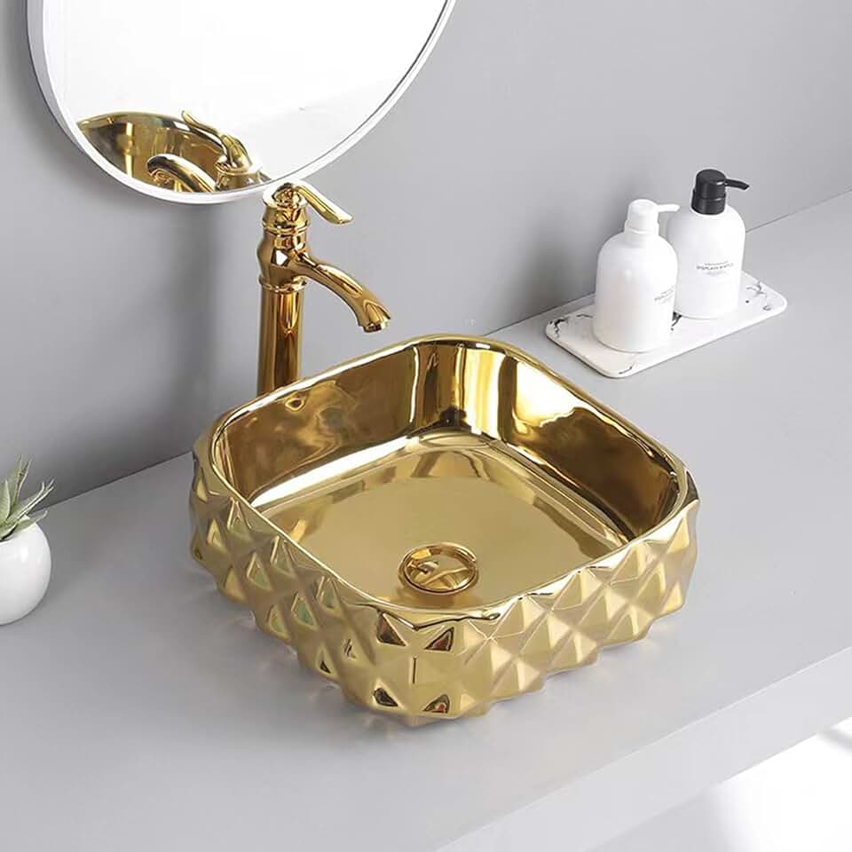 OUBONI 12.8 Inch Matte Black Stone Resin Vessel Sink with Drain, Above Counter Bathroom Sink Bowl, Round Bathroom Countertop Sink for Modern Vanity