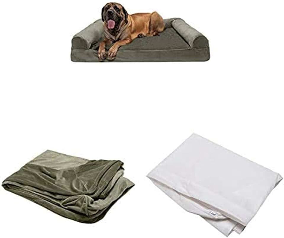 Photo inspiration: Gallery Detail: Furhaven Pet Bundle Jumbo Plus Dark Sage Orthopedic Faux Fur