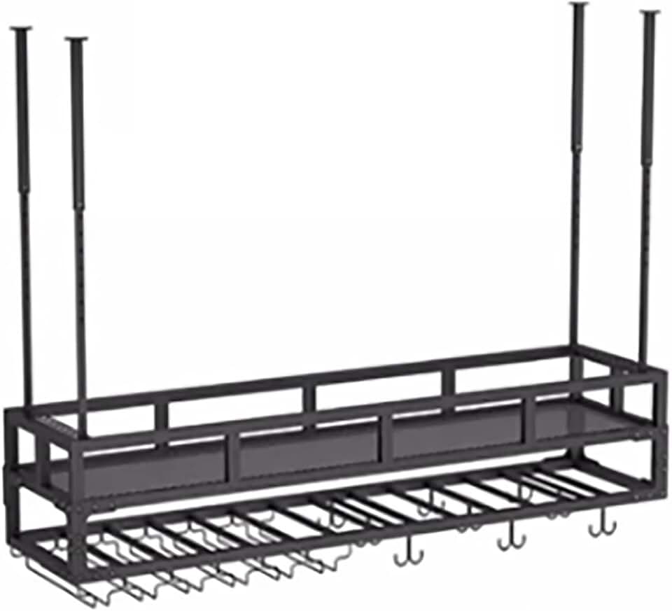 Ceiling Wine Glass Rack, Hanging Wine Rack with Glass Holder and Shelf ...