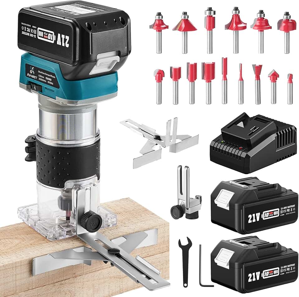 Cordless Compact Router, Wood Router Tool With 2PCS 4.0Ah Batteries ...