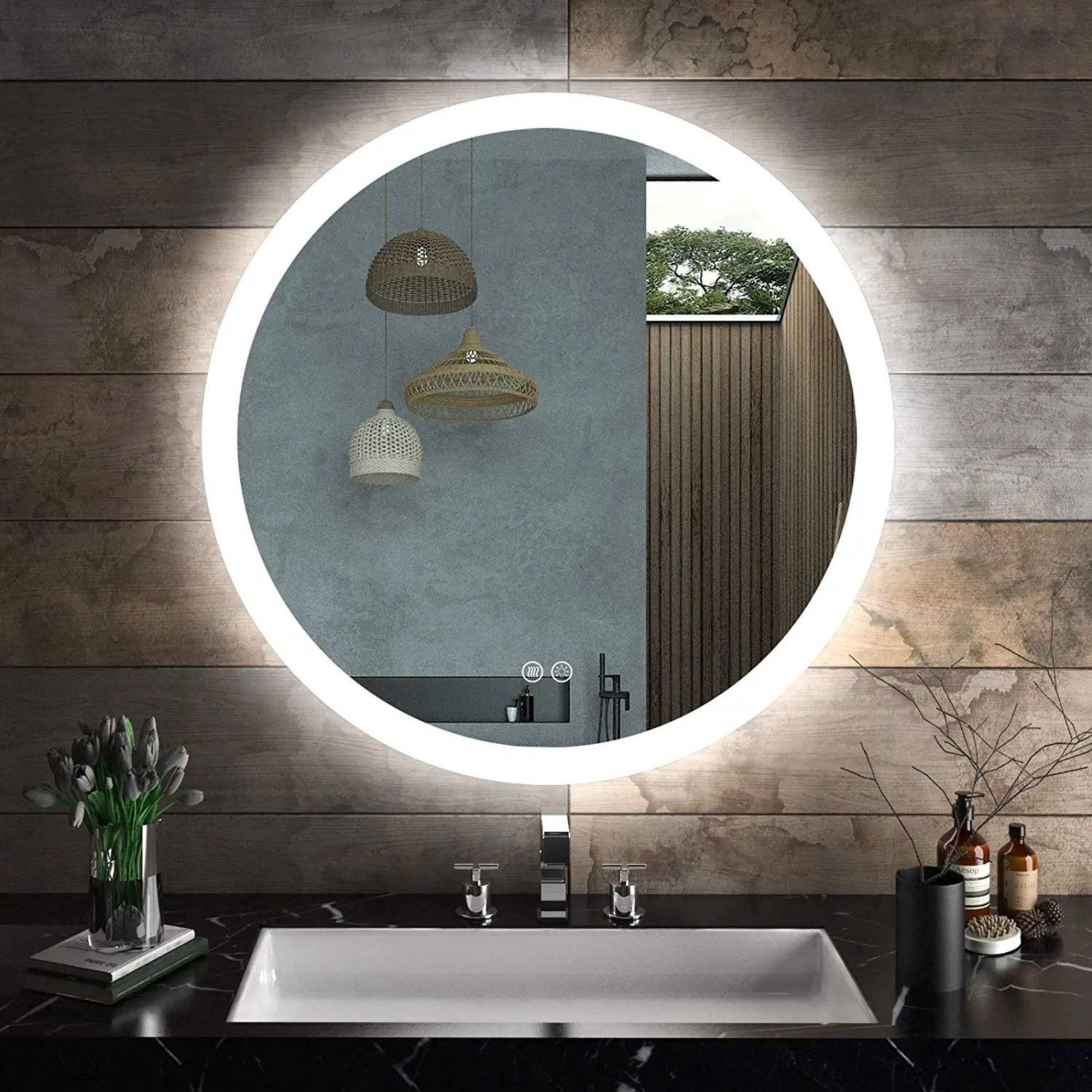 TOOLKISS Frameless Anti-Fog LED Light Bathroom Vanity Mirror 32 ...