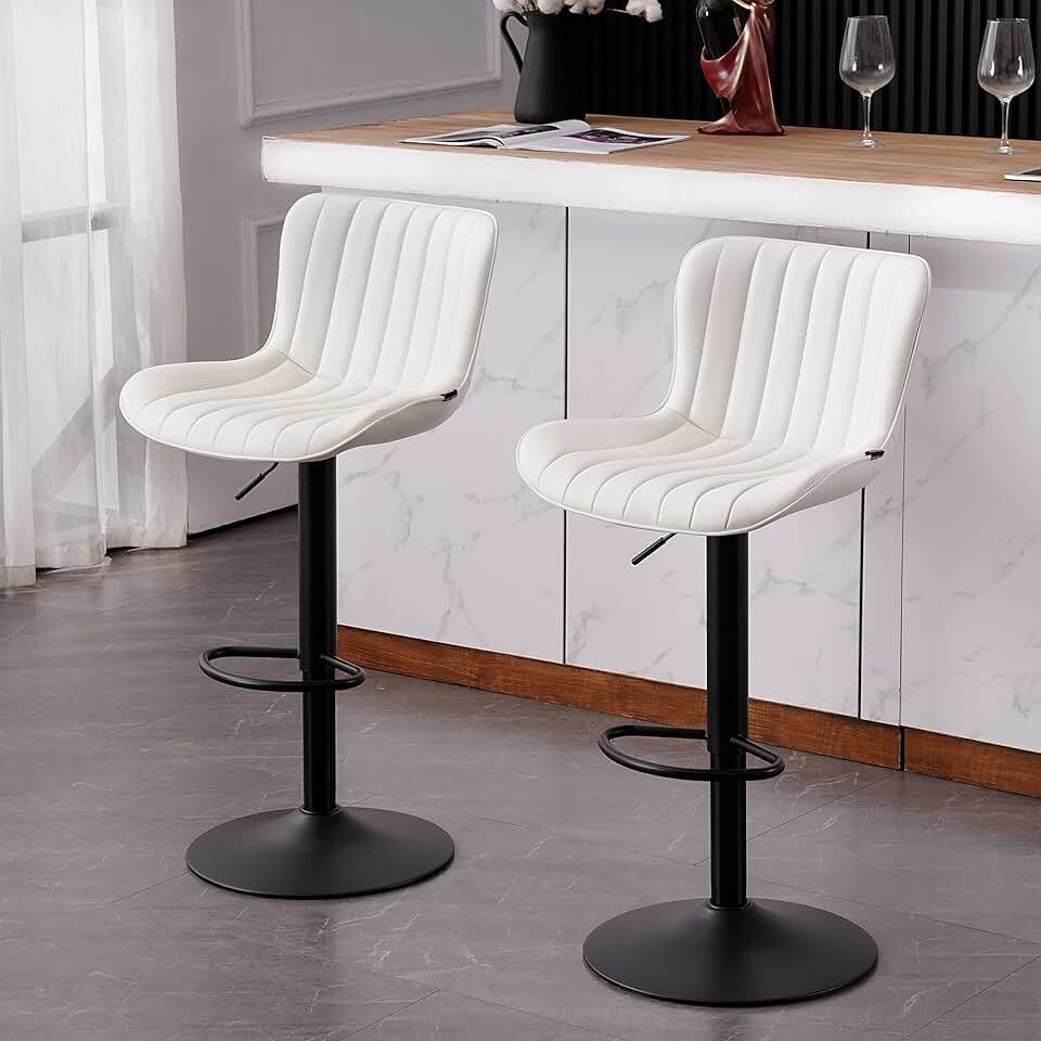 Youhauchair Bar Stools Set Of 2, Swivel Counter Height Barstools With - View #2