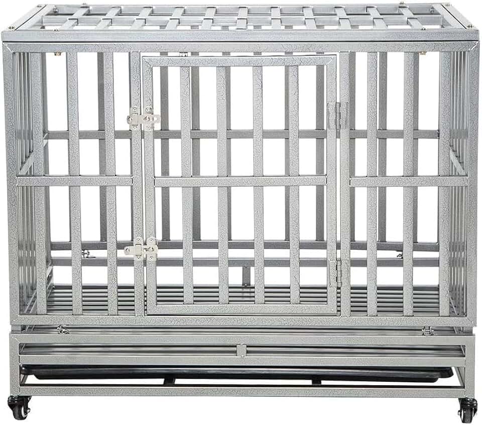 LUCKUP Heavy Duty Dog Cage Metal Kennel and Crate for Medium and Large ... - Multi Use Work Built Large Metal Space Dog Cage Frame
