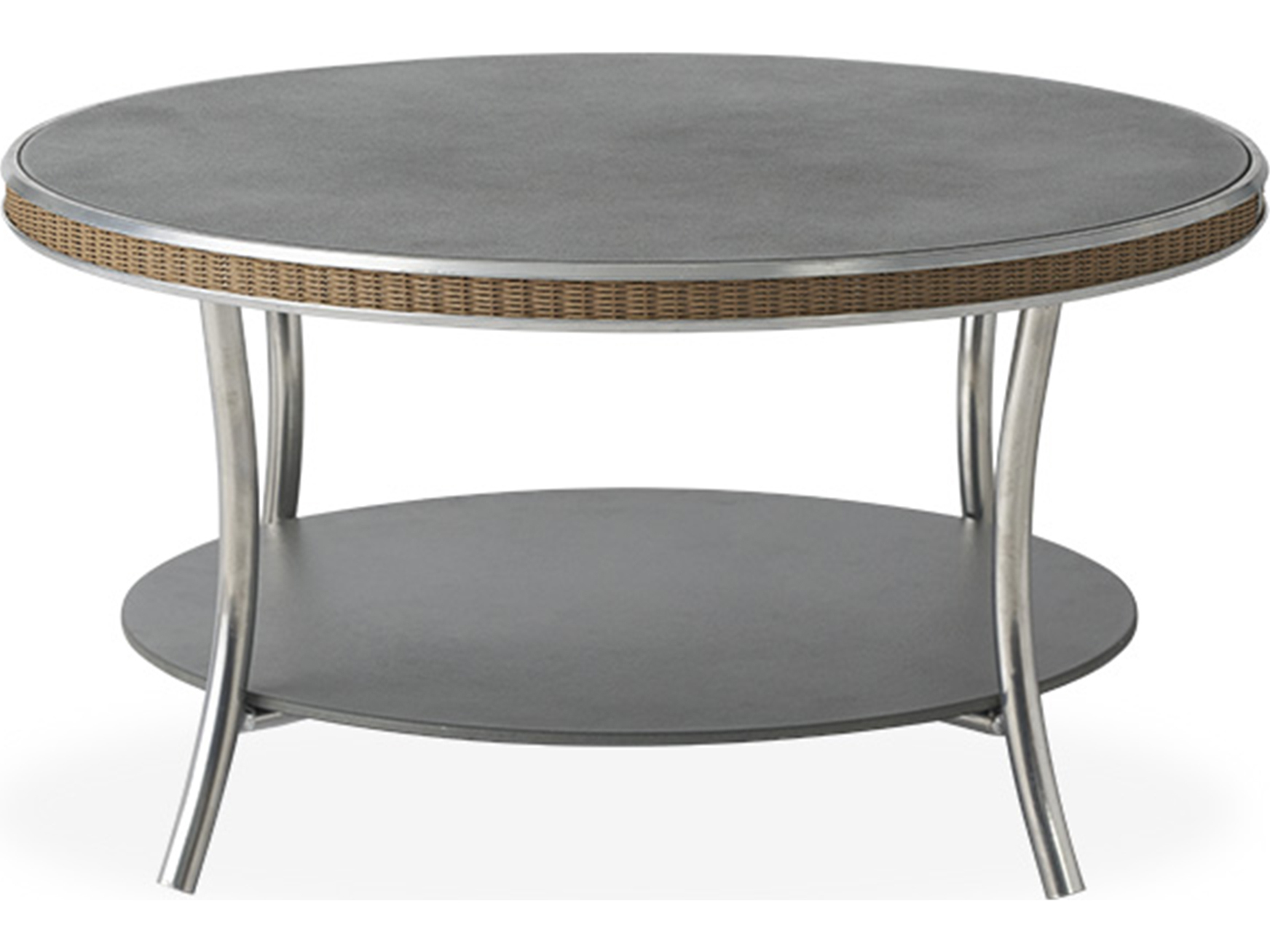 Essence Wicker 33'' Round Charcoal Glass Top Coffee Table