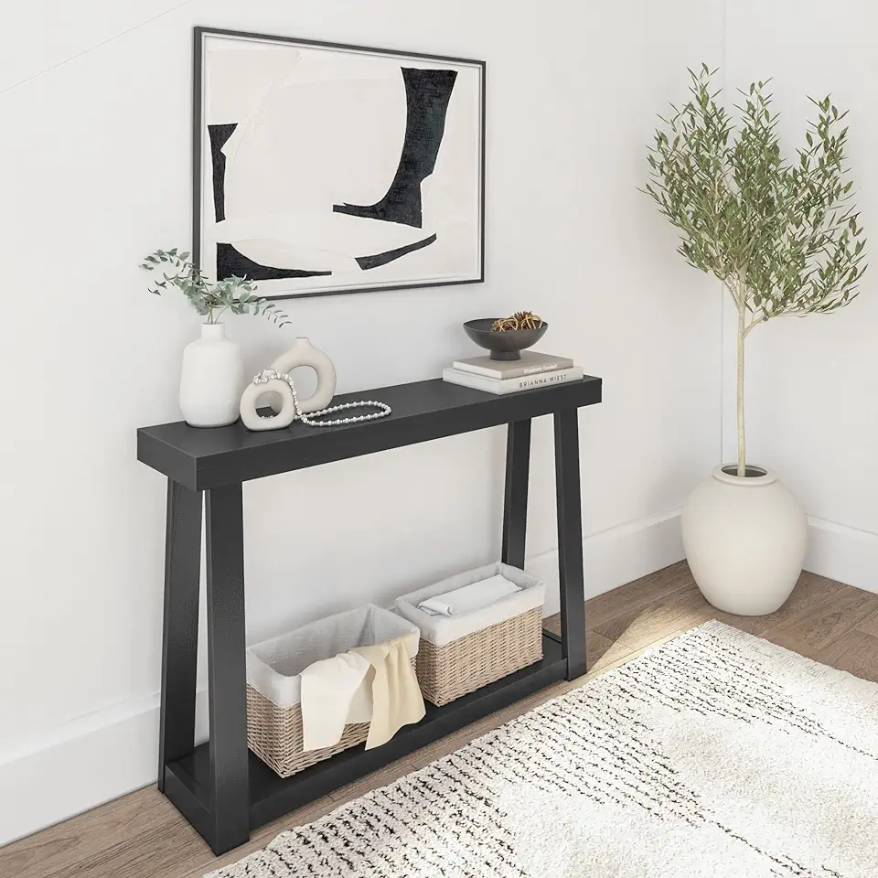 Plank+Beam Solid Wood Console Table with Storage, 46.25 Inch, Sofa ...