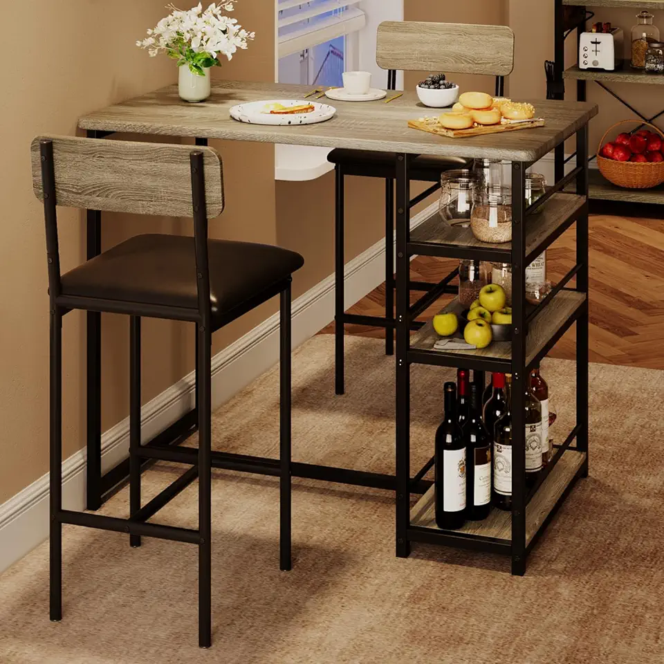 IDEALHOUSE Dining Table Set for 2, Counter Height Kitchen Table and ...