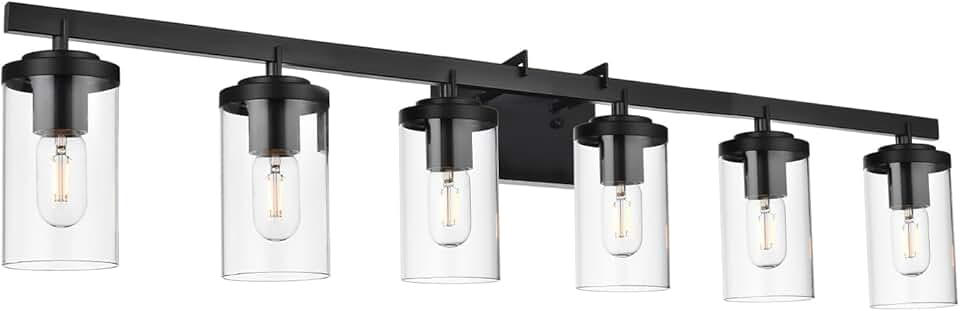 BONLICHT Farmhouse 6 Light Matte Black Vanity Lighting Modern Bathroom ...