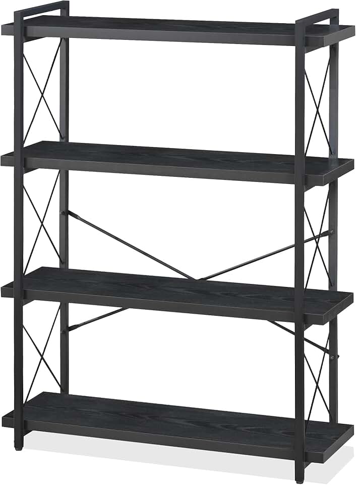 HCHQHS Bookshelf, 5-Tier Industrial Bookcase, Rustic Open Book Shelf