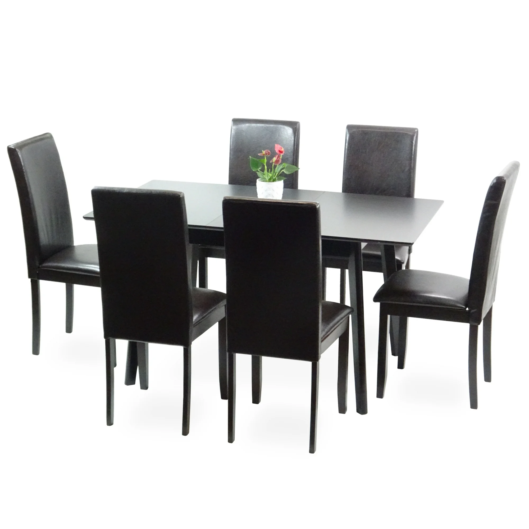 Wickerix Dining Room Set of 6 Fallabella Chairs and Extendable Dining ...