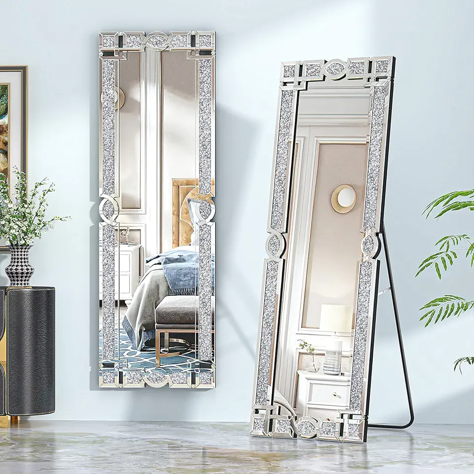 ENENE Crystal Mirror Full Length-63×21" Crushed Diamond Full Body ...
