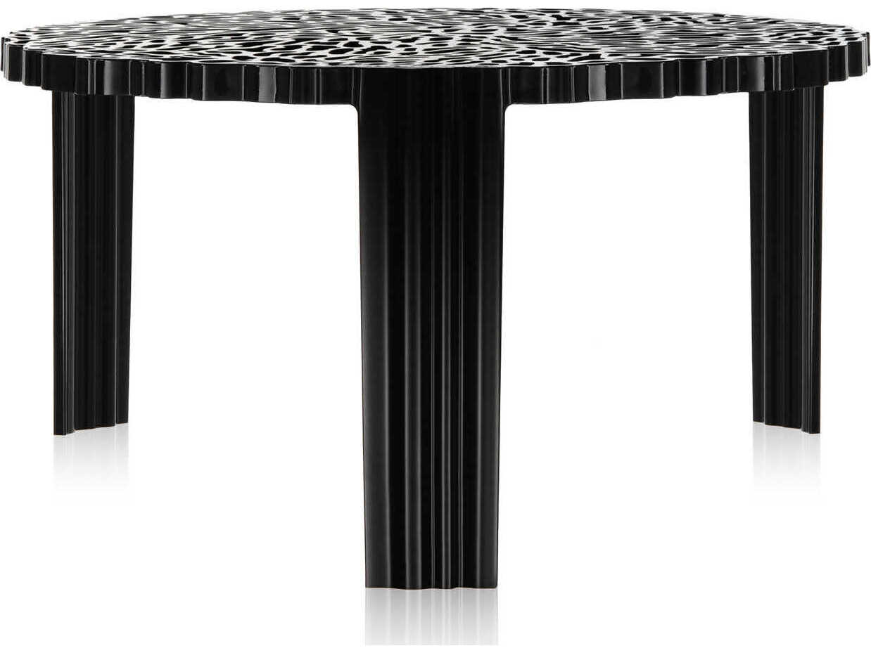 T-table Opaque Black Resin 11'' High Round Coffee Table