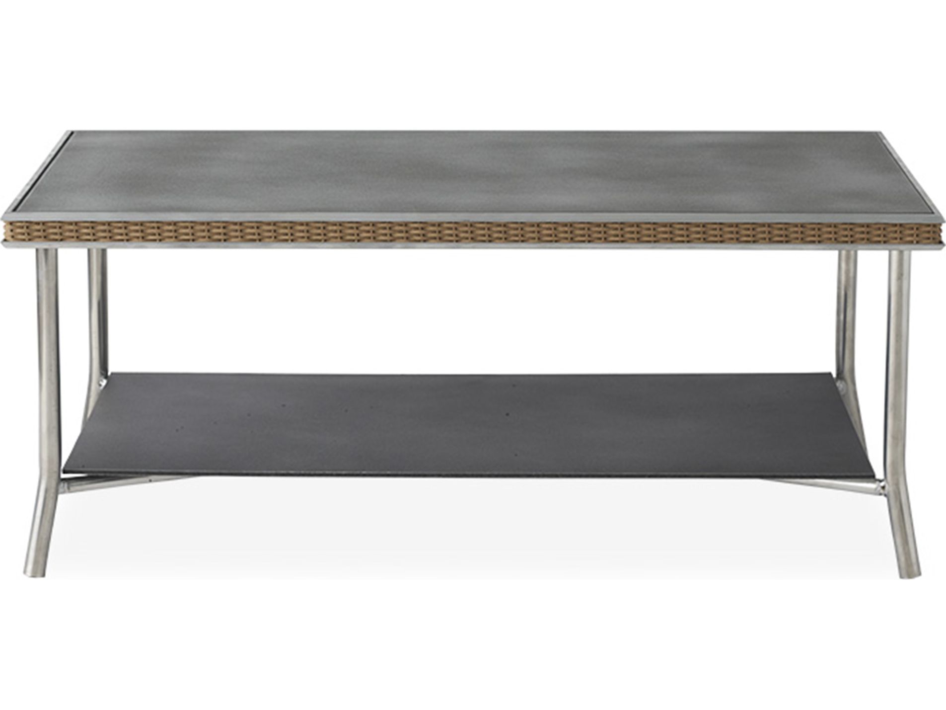 Visions Wicker 42''W x 24''D Rectangular Charcoal Glass Top Coffee Table