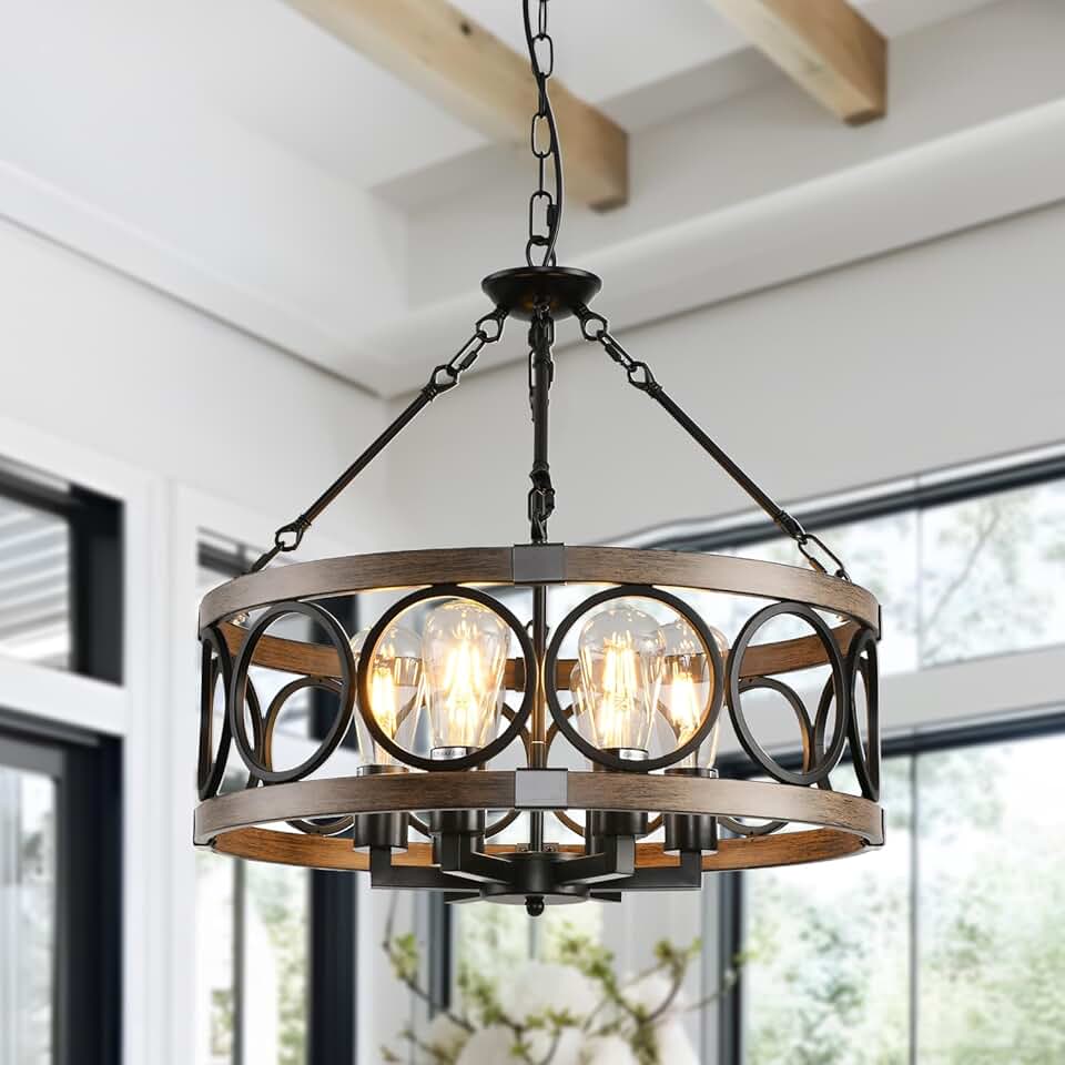 4-Light Farmhouse Chandeliers For Dining Room (No Bulbs)