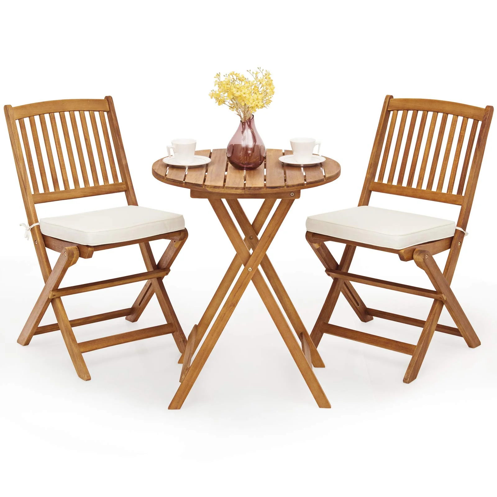 Giantex 3Pcs Patio Bistro Set, Wood Folding Table Set - Costco Arizona