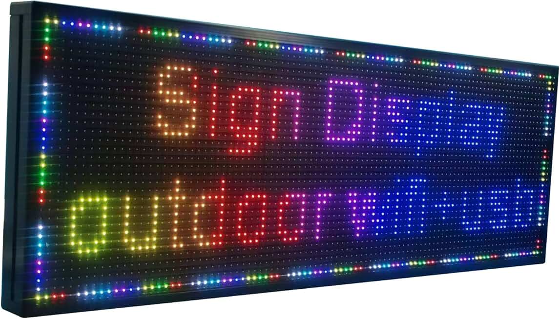 LED Sign display with WiFi+USB, P10-40''X14'' RGB Color Scrolling Sign ...