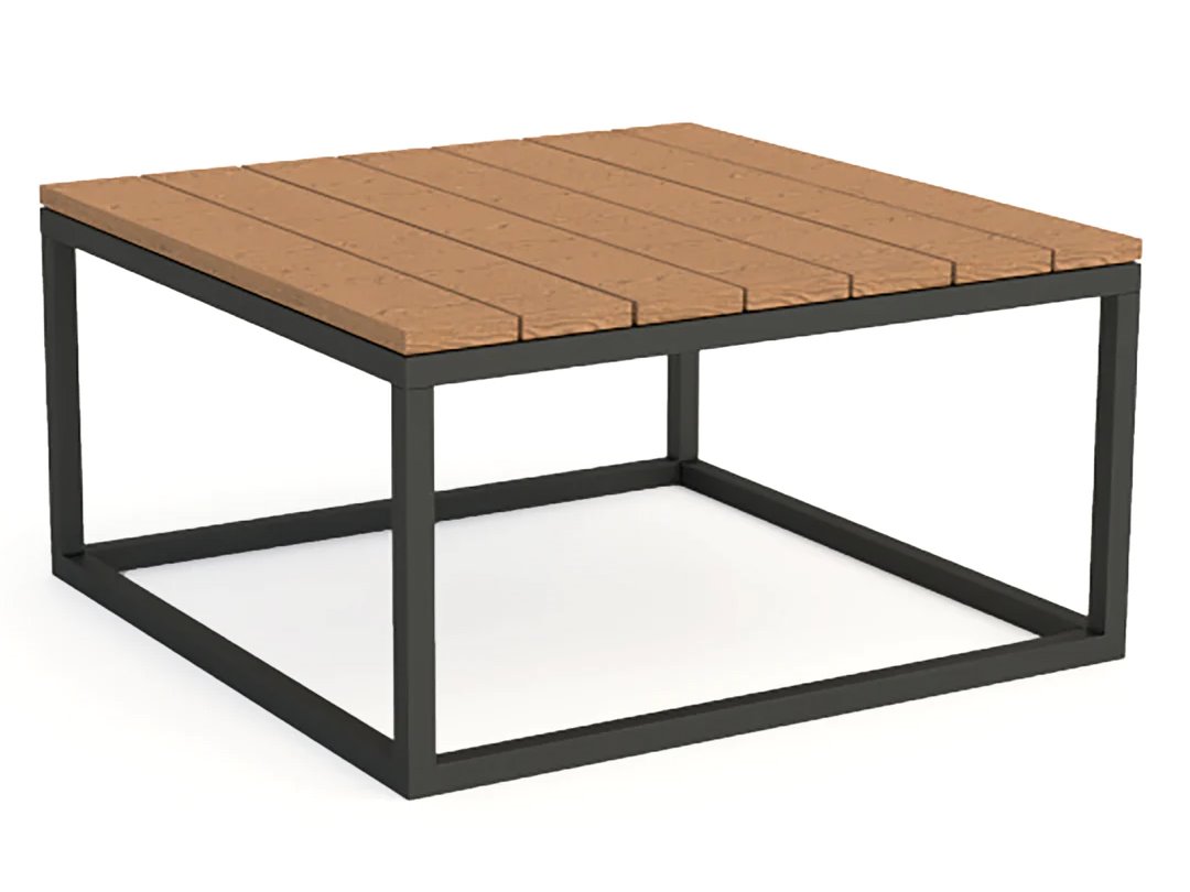 Gili Aluminum Lava 23''Wide Square Robust Teak Top Coffee Table