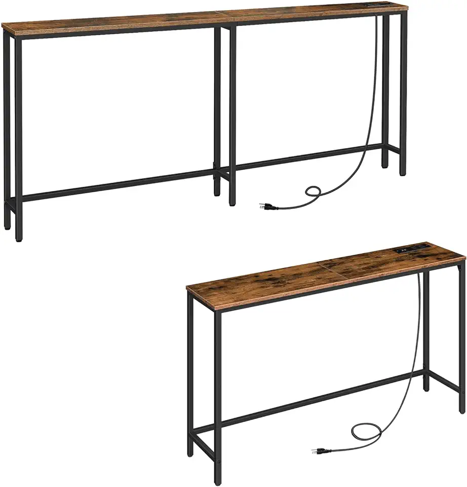 HOOBRO 5.9" and 47.2" Console Table with Charging Station, Long Behind ...