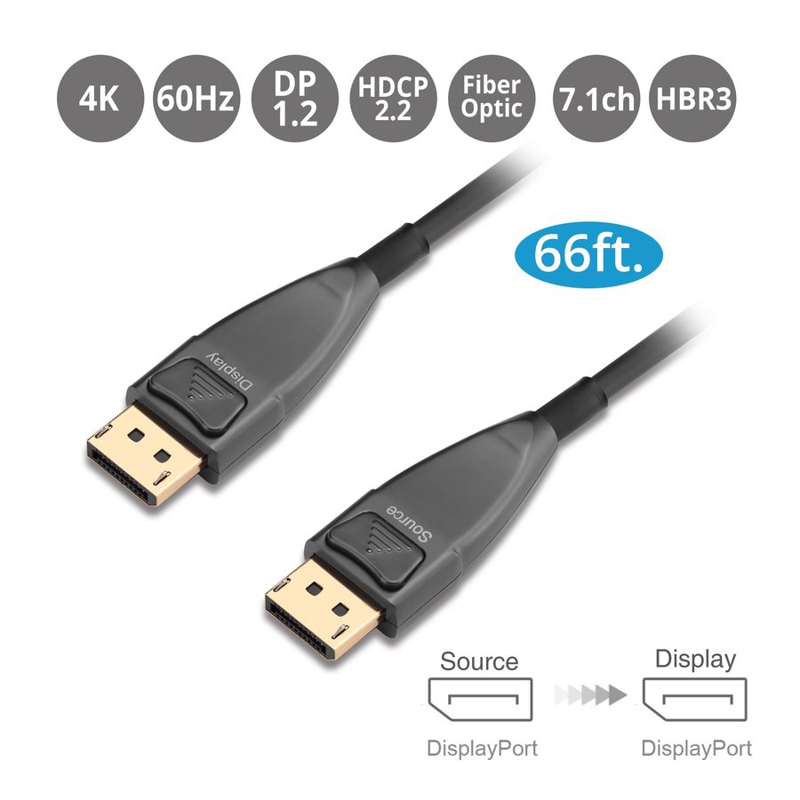 Displayport Fiber SIIG DisplayPort 1.2 Fiber Optical Cable - 20m - Arizona Outlet