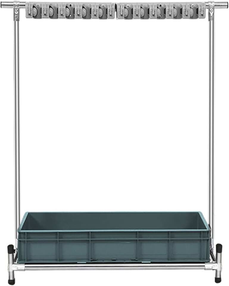 Movable Floor-Mounted Mop Rack,Utility Broom Holder, Cleaning Tool Cart ...