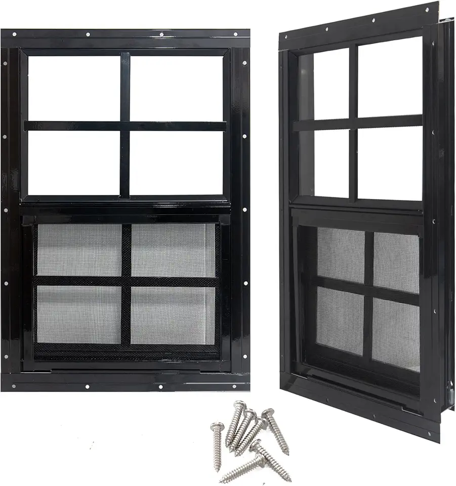 Yuzzy 24" x 36" Shed Windows with Tempered Glass and Fiberglass Screen ...