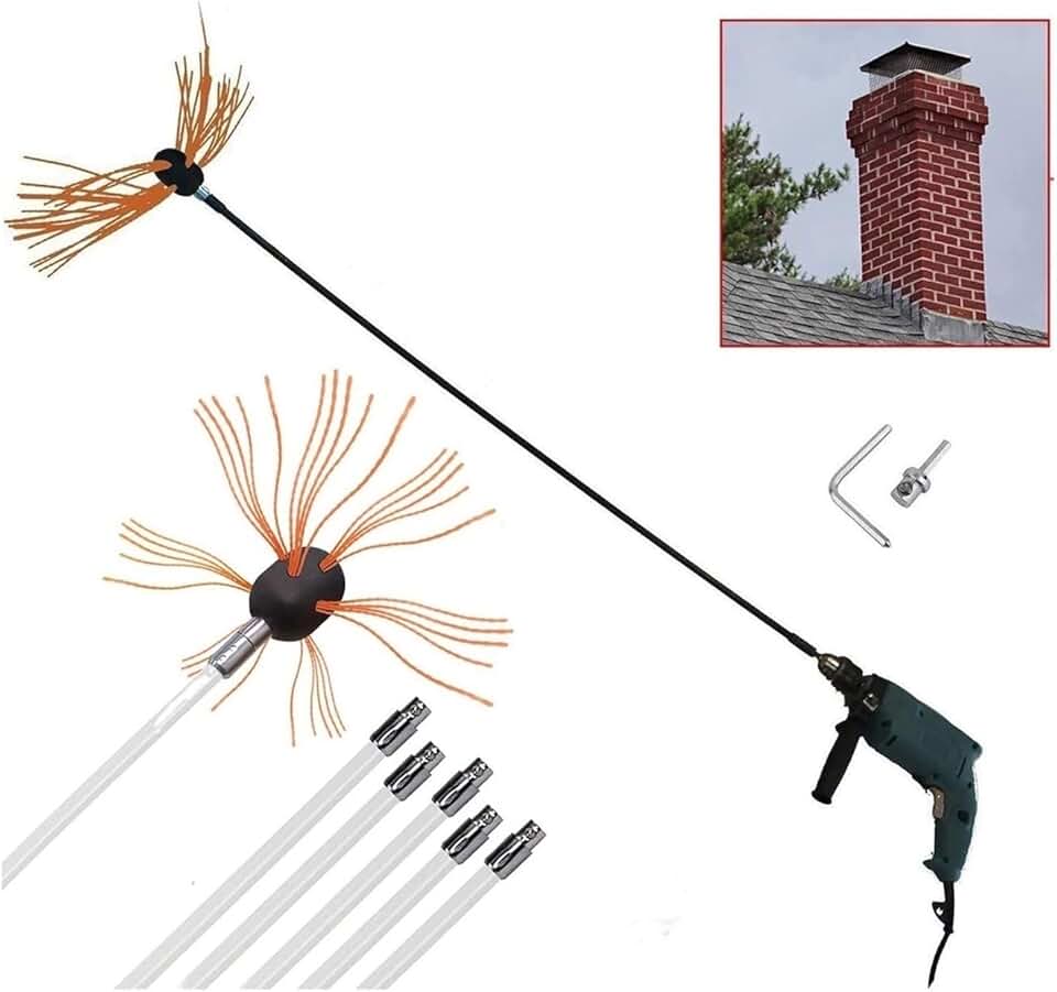 thumbnail interactive-video image 1 of Flue Brush Chimney Liner Brush With Flue Cleaning Rods | Poly Chimney Brush Kit - Rockford Chimney Chimney Typhoon Power Sweeping Set 1 of 14