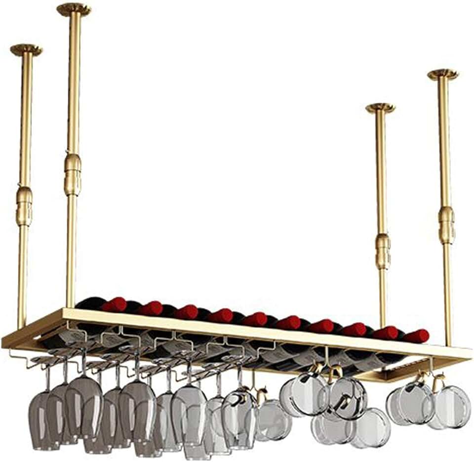 Hanging Wine Bottle and Glass Rack | Pipe Bar Wall Mounted Wine Rack ...