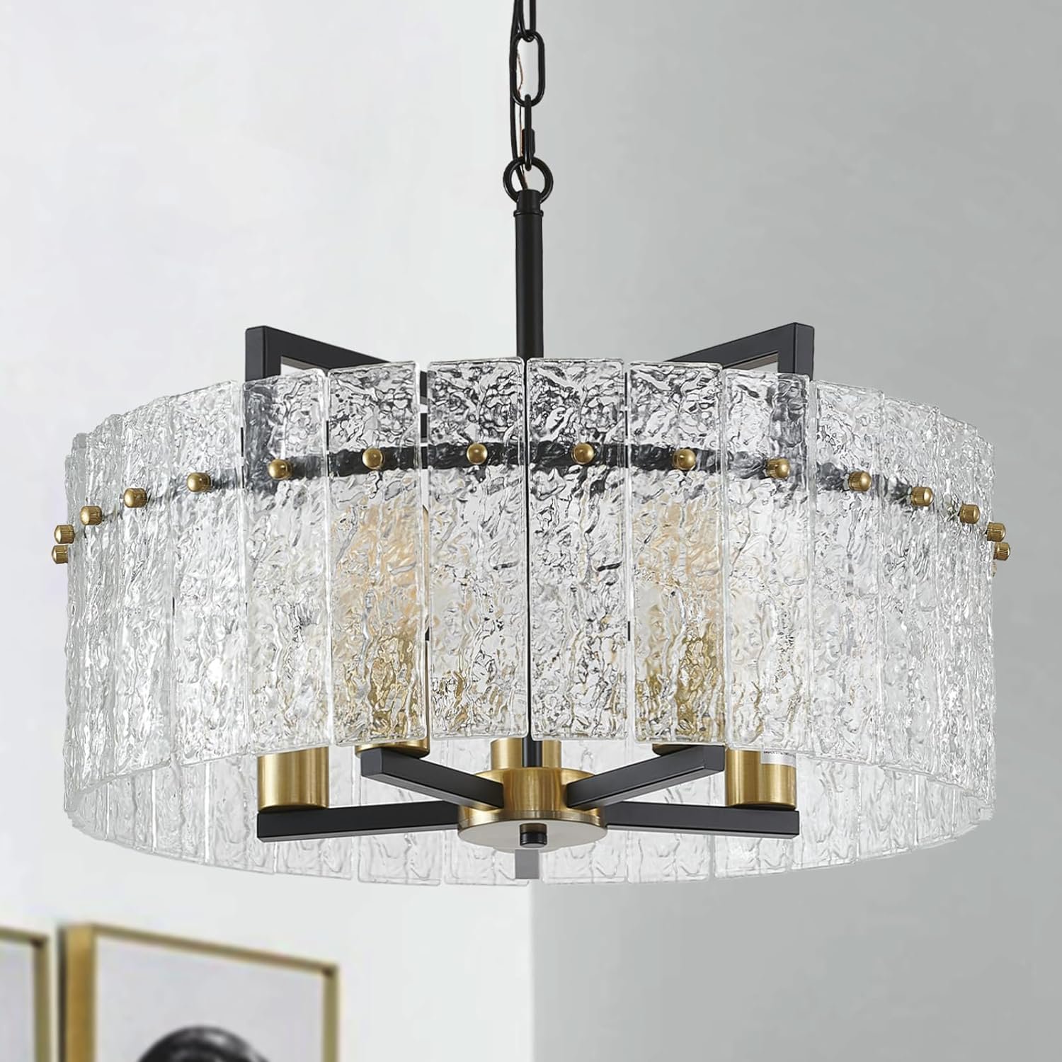 20" Modern Chandeliers for Dining Room,5-Light Black and Gold ...