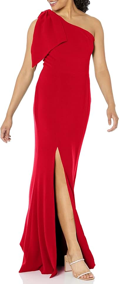 Women's Georgina One Shoulder Bow Detail Trumpet Gown Long Dress