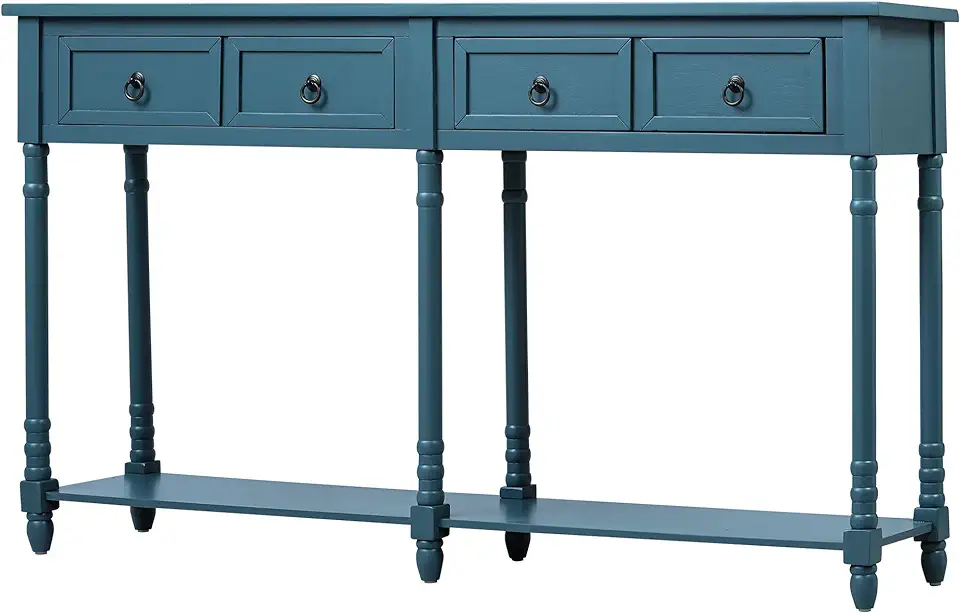 58" Console Storage Drawers, Entryway Solid Wood Sofa Tables w/Long ...