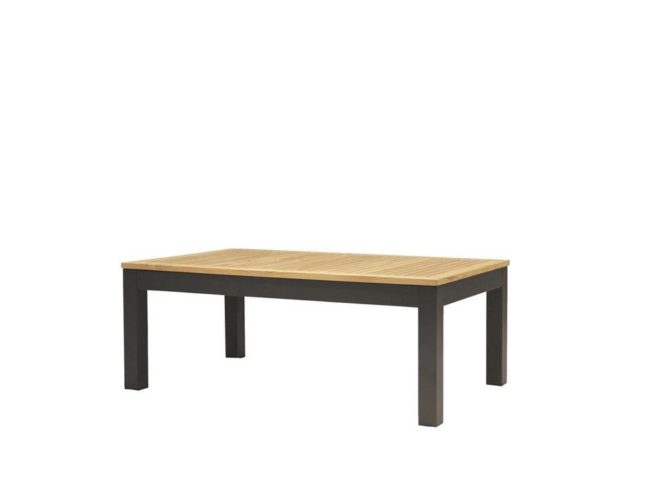 Cali Aluminum Charcoal Rectangular Teak Top Coffee Table