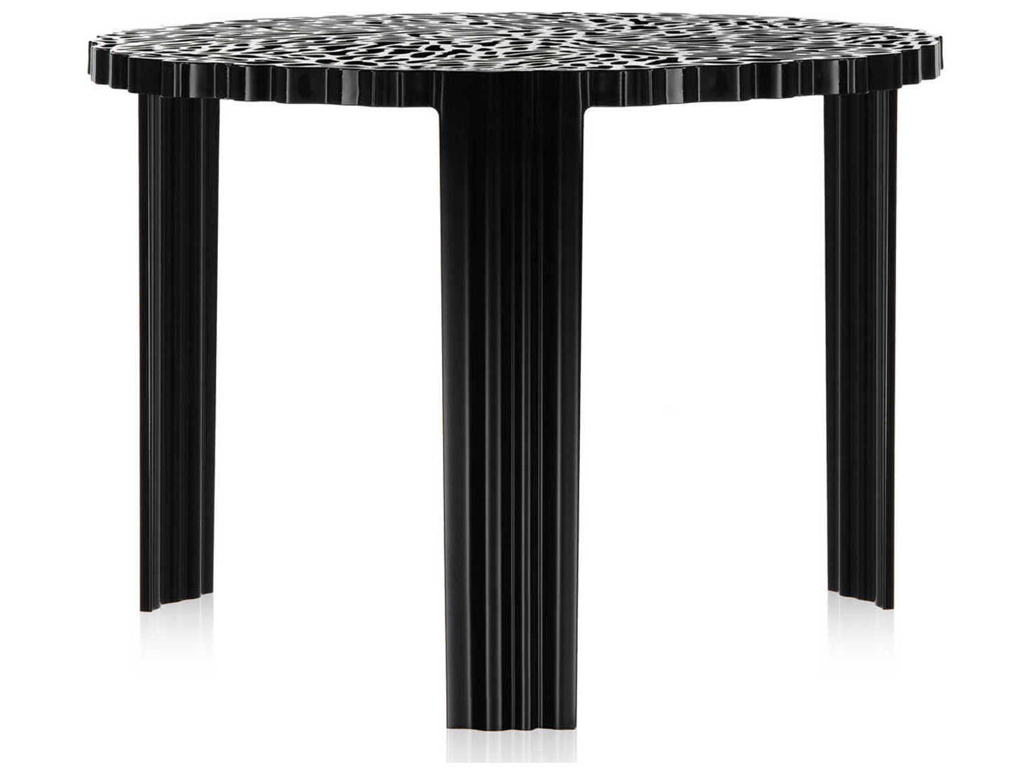 T-table Opaque Black Resin 14'' High Round Coffee Table