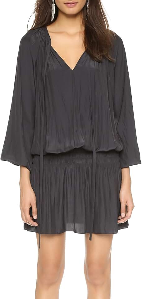 Paris Elastic Waist Long Sleeve Blouson Dress