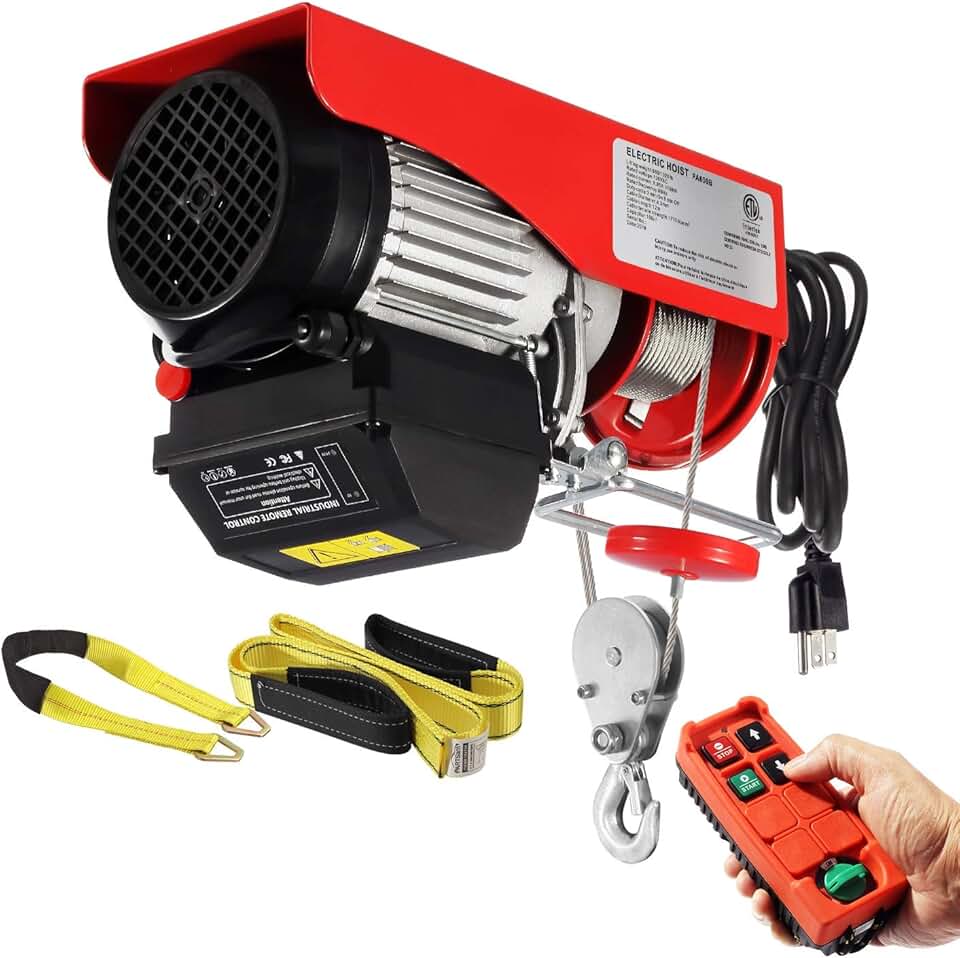 1320lbs Electric Hoist Crane Winch – 1150W 110V With Wired Remote – 40ft Lift
