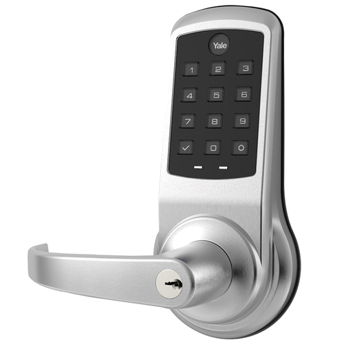 Yale Commercial PB-NTB610-NR 626 Pacific Beach Lever NexTouch Key Override Pushbutton Keypad No Radio Lockset Satin Chrome Finish