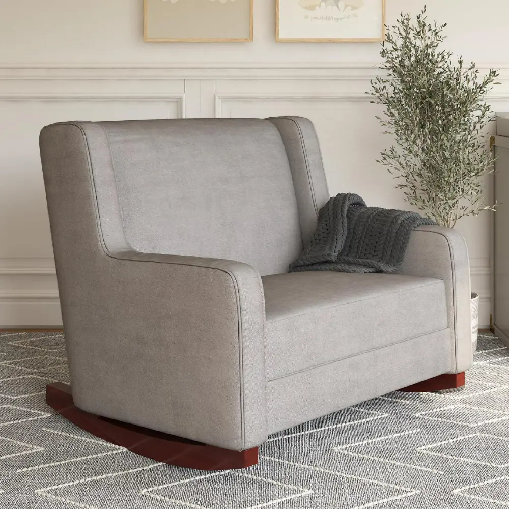 Baby Relax Hadley Upholstered Double Rocker Chair, Taupe Microfiber ...