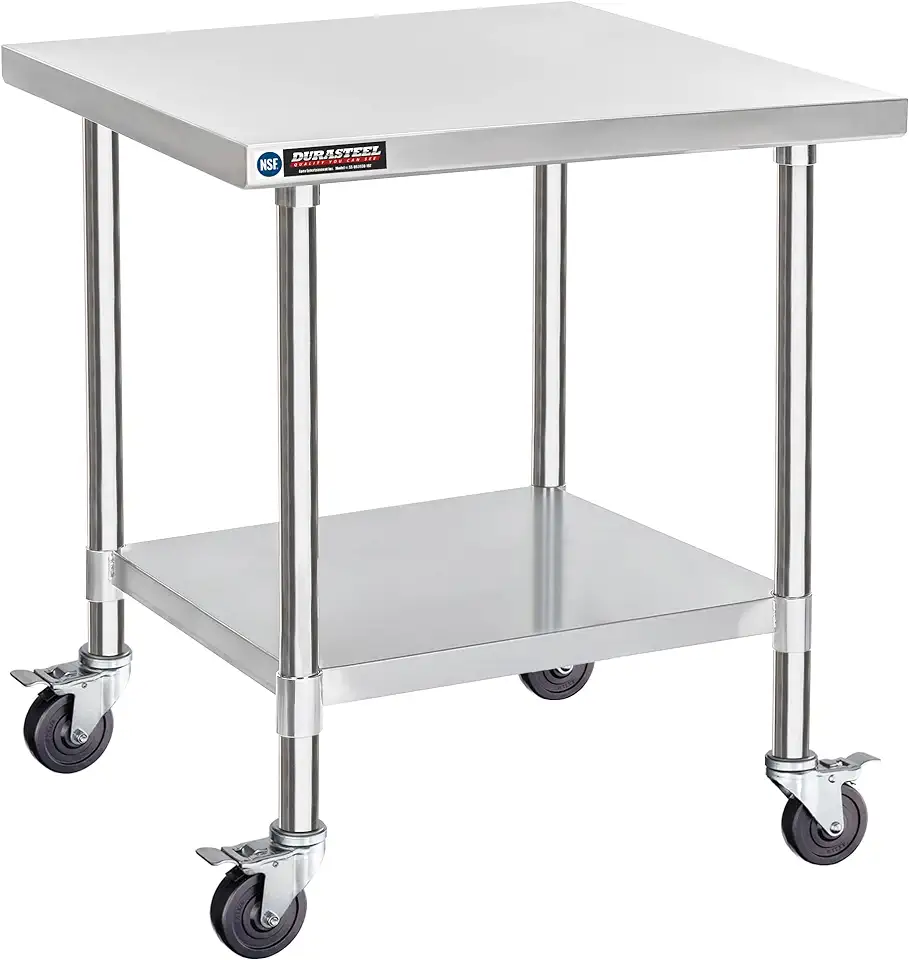 DuraSteel Food Prep Stainless Steel Table - 30 x 30 Inch Metal Table ...