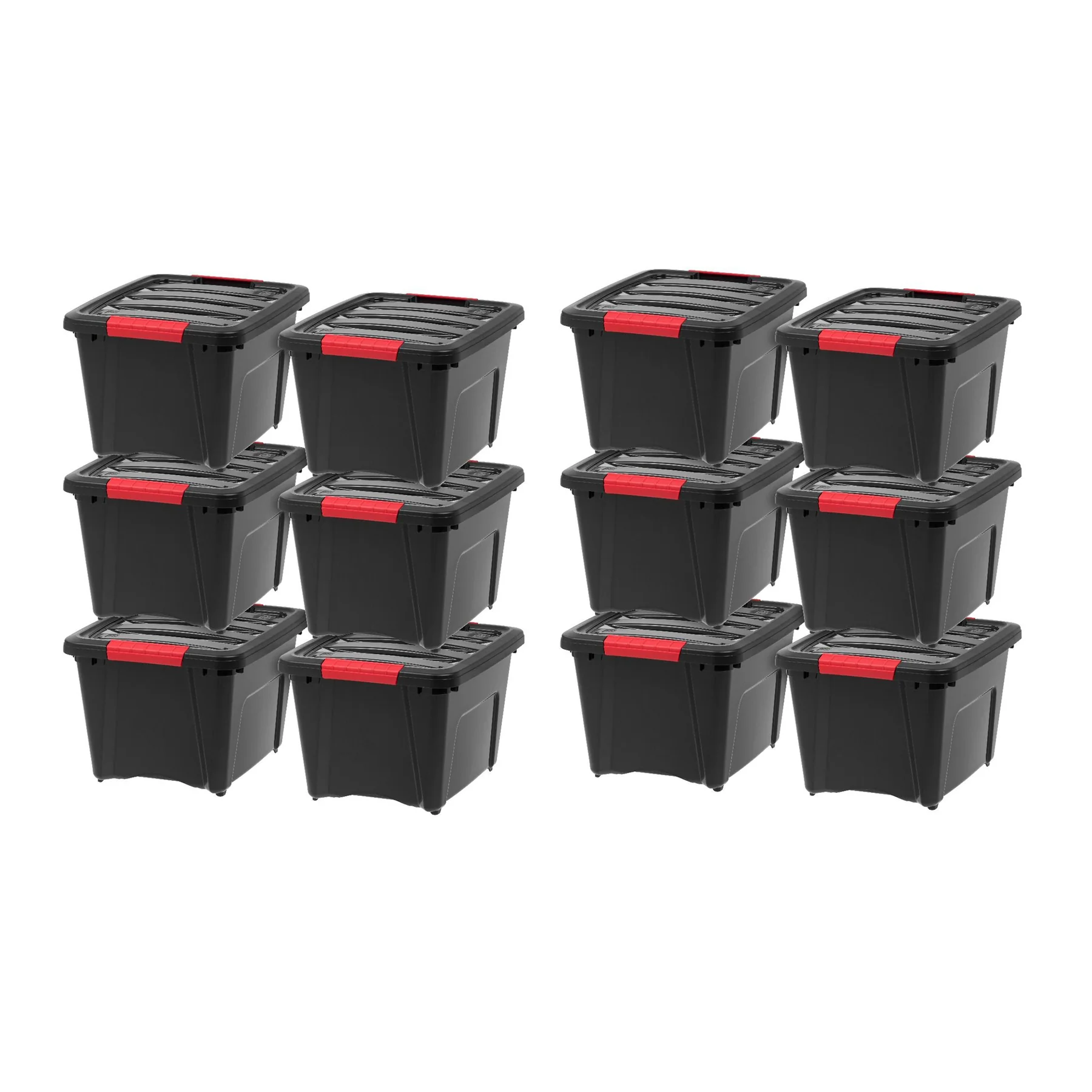 IRIS USA Stack and Pull 19 Quart Storage Tote Container Box, Black (12 ...