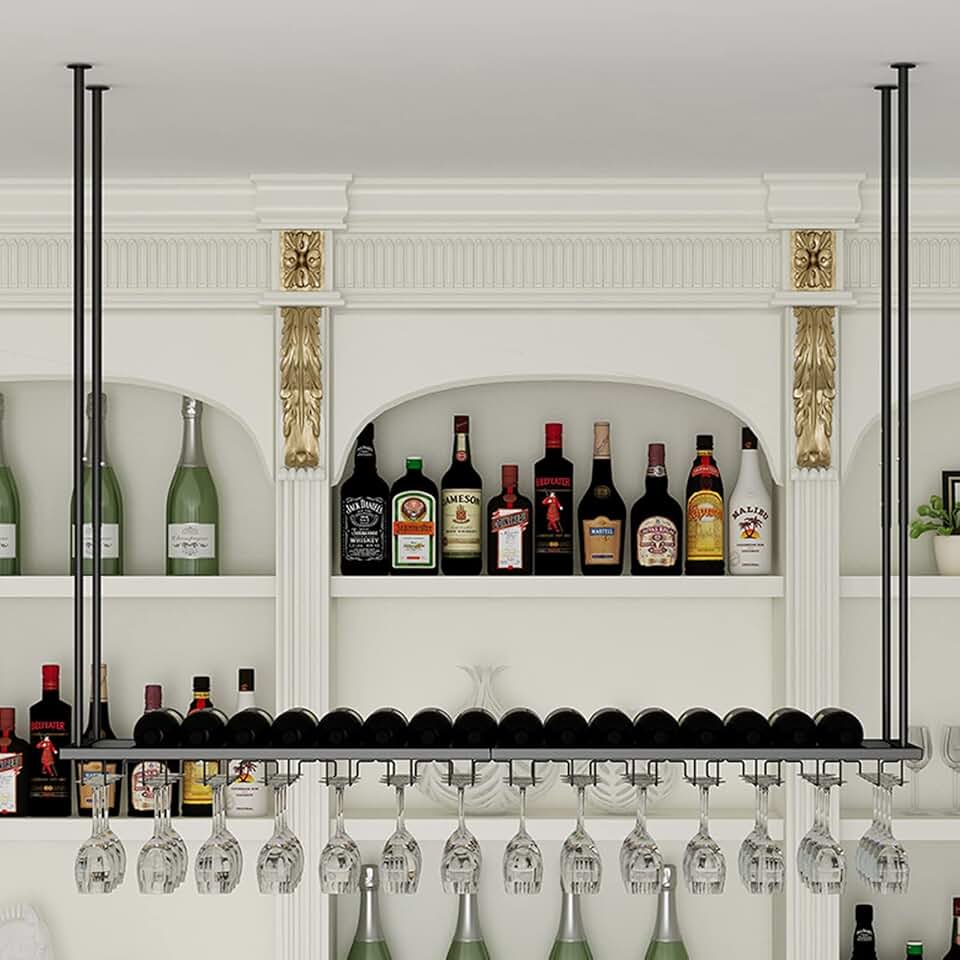 Ceiling Hanging Bar Unit Hanging Wine Glass Holder, Iron Art Ceiling ...