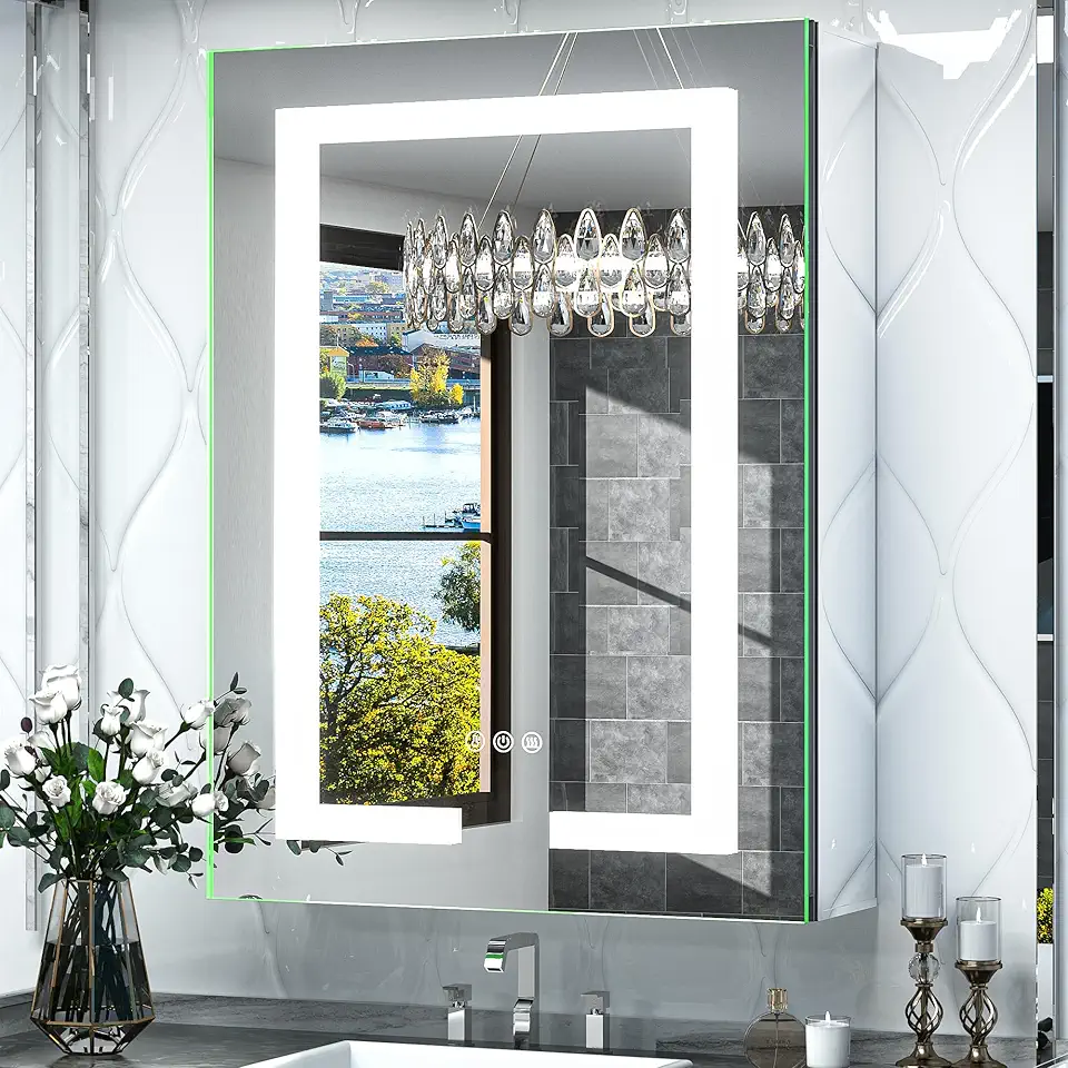 TokeShimi 24x32 Recessed Medicine Cabinet with Mirror Frontlit Light ...