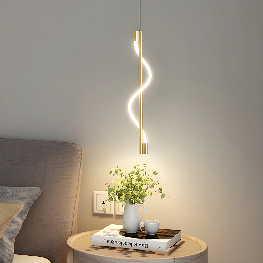 Modern Vertical Spiral Rope LED Pendant Light with Dimmable Feature