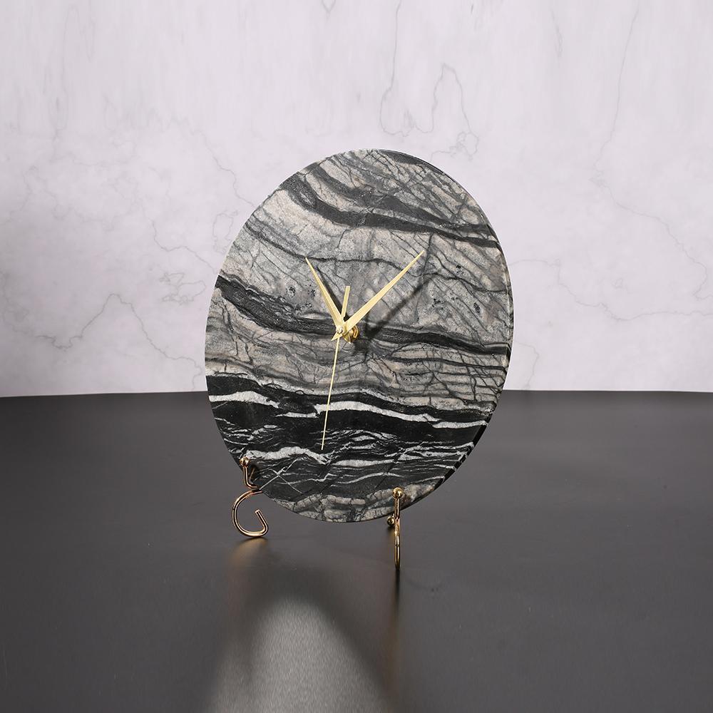 Modern Rustic Marble Desk Clock Antique Personalized Table Clocks Round