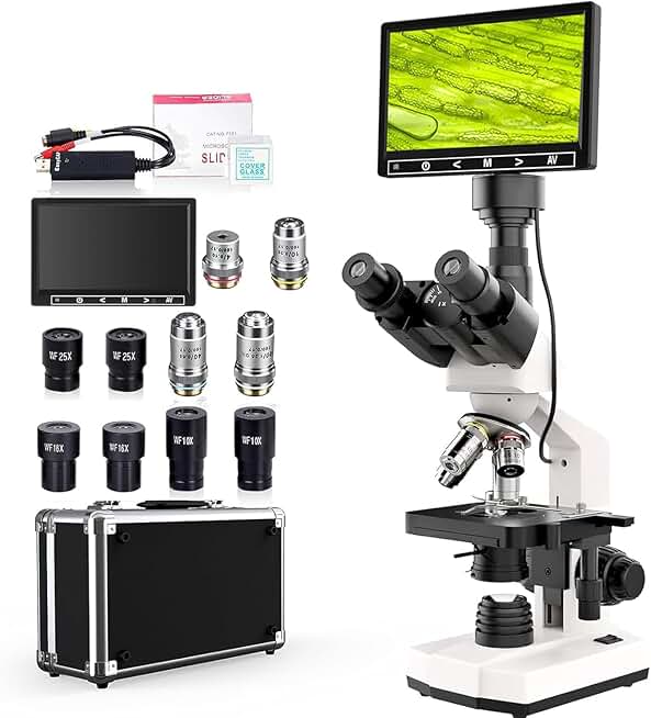 Lab Trinocular Compound Microscope with 40X-2500X Magnification, Dual ...