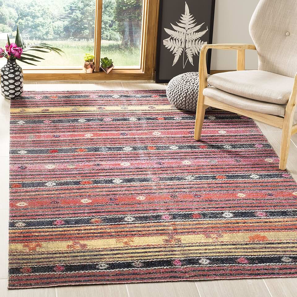 SAFAVIEH Vermont Collection Area Rug - 6' x 9', Ivory & Rust, Handmade Wool, Ideal for High Traffic Areas in Living Room, Bedroom (VRM401P
