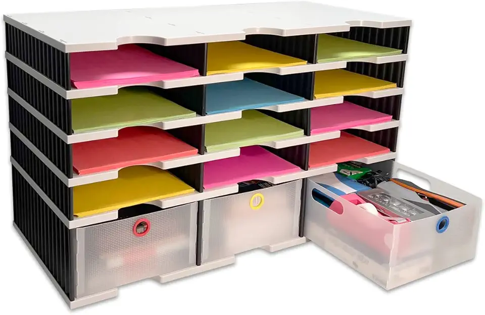 Document Baskets Risers Desktop Organizer 12 Letter Tray Sorter PLUS Riser Storage Base & 3 ...