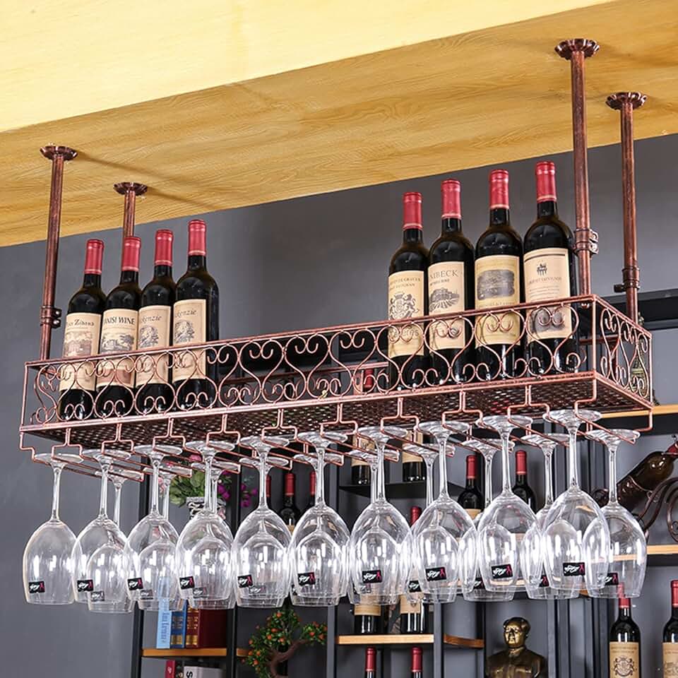 Hanging Wine Glass Rack-Wine Rack Ceiling Hanging Wine Glass Holder ...