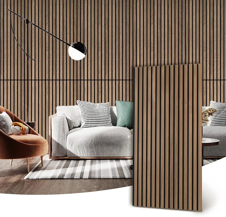 Wood Slat Wall Panel | 4 Pcs Soundproof Wall Panels 48" x 24.5" Wood ...