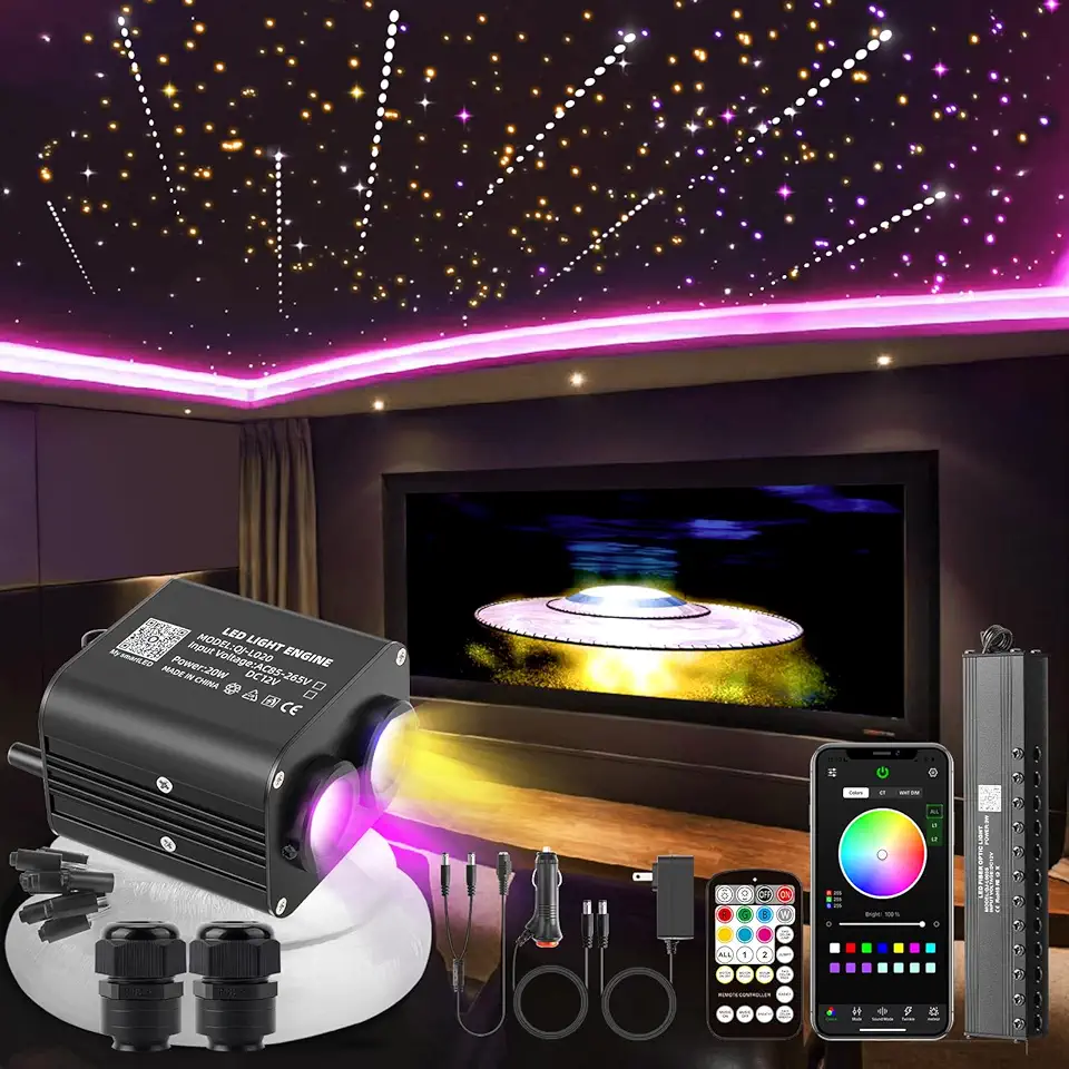 Meteor 20W Twinkle LED Fiber Optic Lights, Star Light Headliner with ...