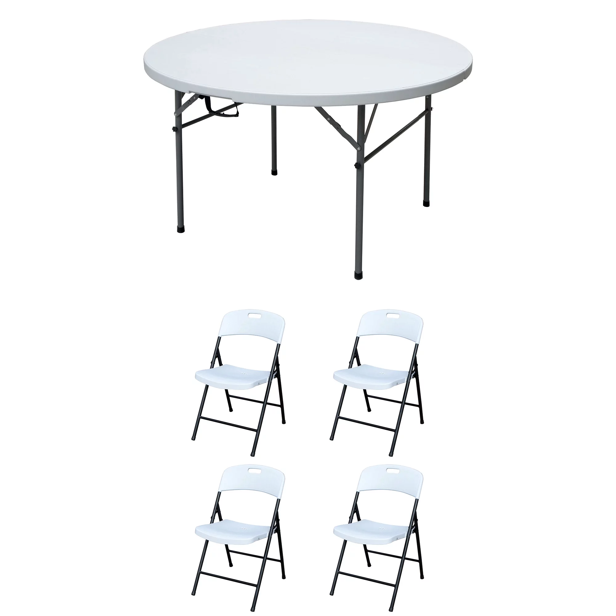 Plastic Development Group 4' Folding Banquet Table & 4 Outdoor Folding ...