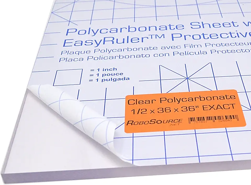 Polycarbonate Clear Plastic Sheet 36" X 36" X 0.472" (1/2") Exact with