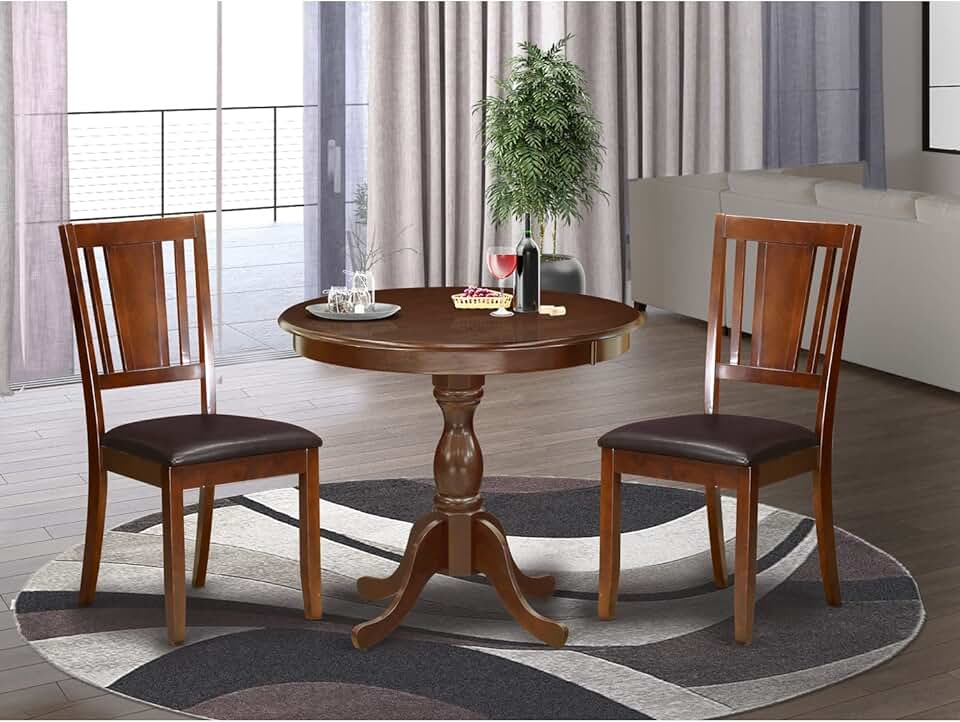 East West Furniture DLML3-MAH-LC 3 Piece Dining Room Italy